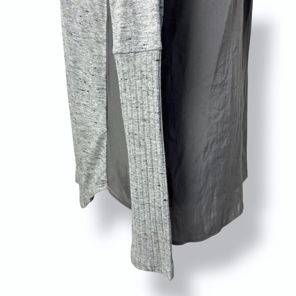 NWT Lola & Sophie Slub Jersey Tee Long Sleeve V-Neck Woven Back Gray Grey Sz XS - Picture 5 of 9